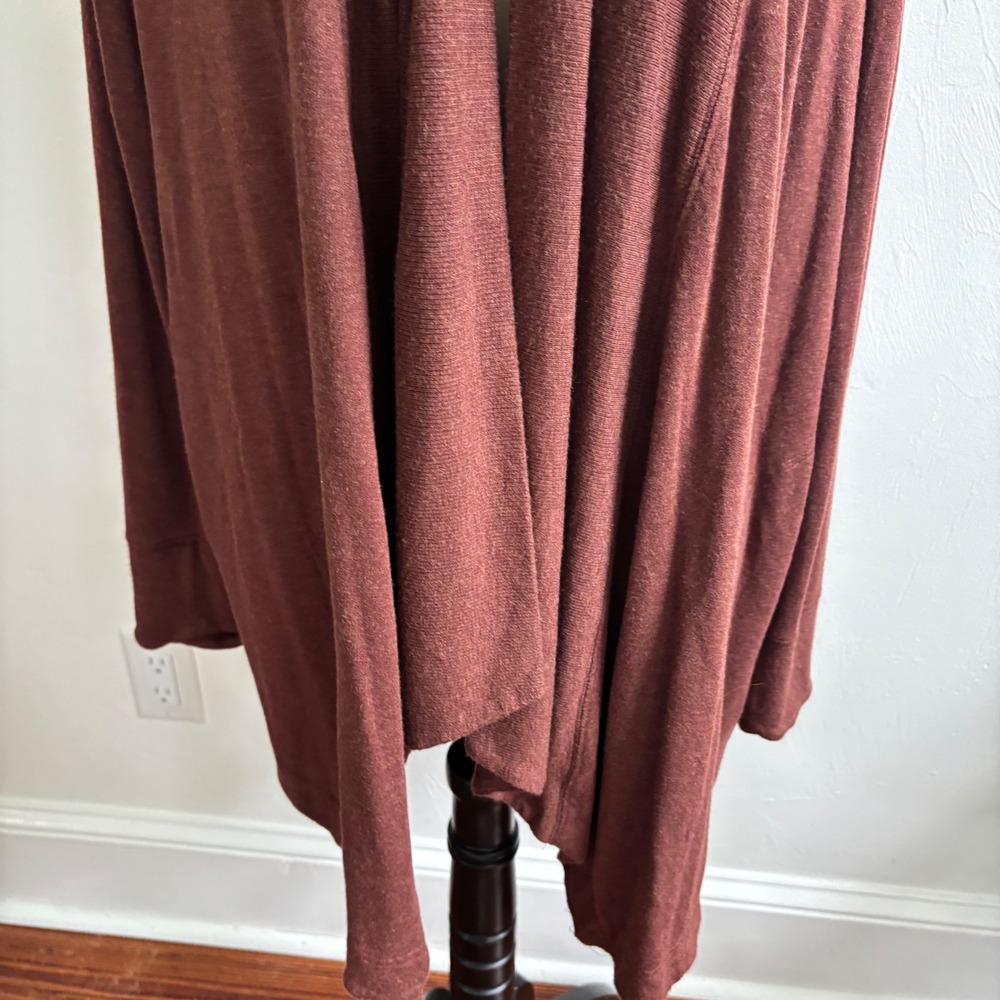 Athleta Women's Pranayama Restore Wrap Lounge Comfy Large Red Brown Open Front - Picture 4 of 11